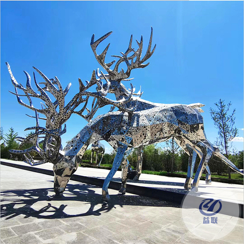 創(chuàng)景美陳不銹鋼雕塑定制動物犀牛戶外園林景觀廣場公園售樓部擺件