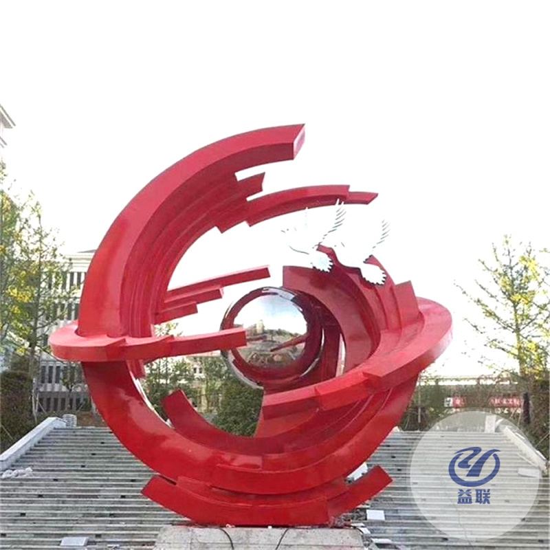 大型不銹鋼雕塑定制月亮圓環(huán)圓形金屬鏤空戶外售樓部景觀裝飾擺件