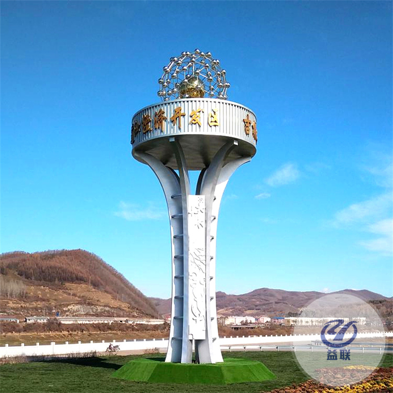 不銹鋼雕塑定制大型精神堡壘戶外廣場(chǎng)景觀鹿月亮圓環(huán)鏤空球魚金屬