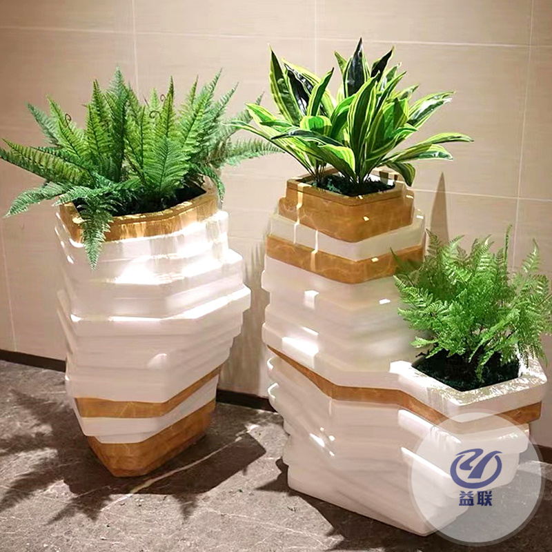 玻璃鋼大花盆定制商場(chǎng)北歐花池創(chuàng)意花器圓形組合花缽戶外簡(jiǎn)約花箱
