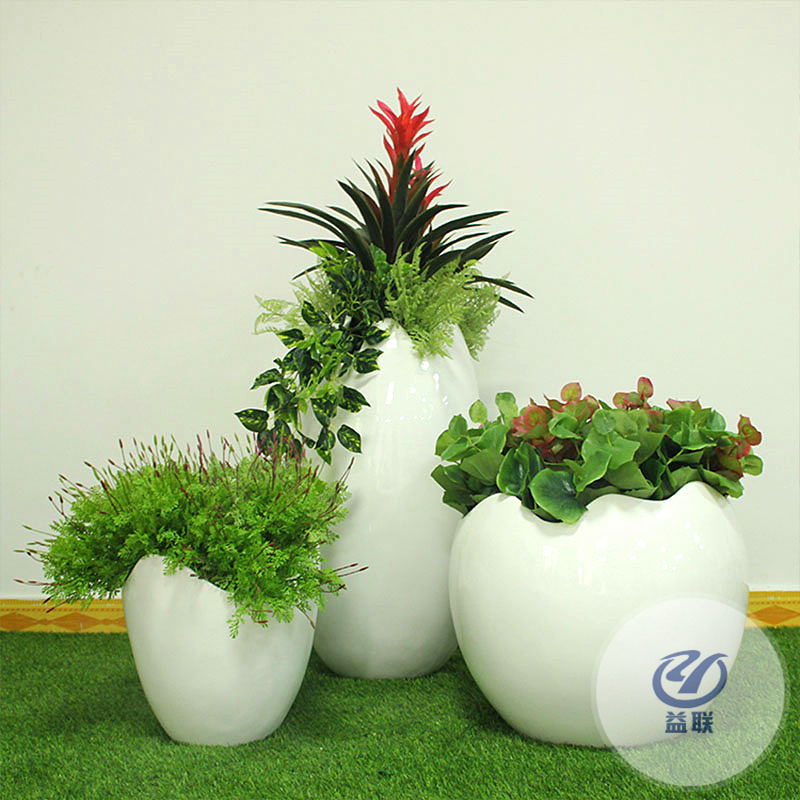 玻璃鋼花盆商場(chǎng)美陳花缽戶外園林種植花池圓形大花壇大型組合花箱