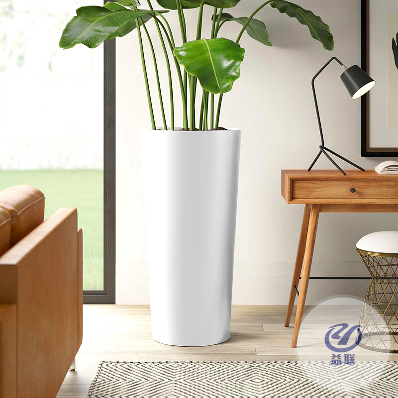 美陳花缽玻璃鋼花盆組合圓形成品花池戶外種植池方形帶輪庭院花箱