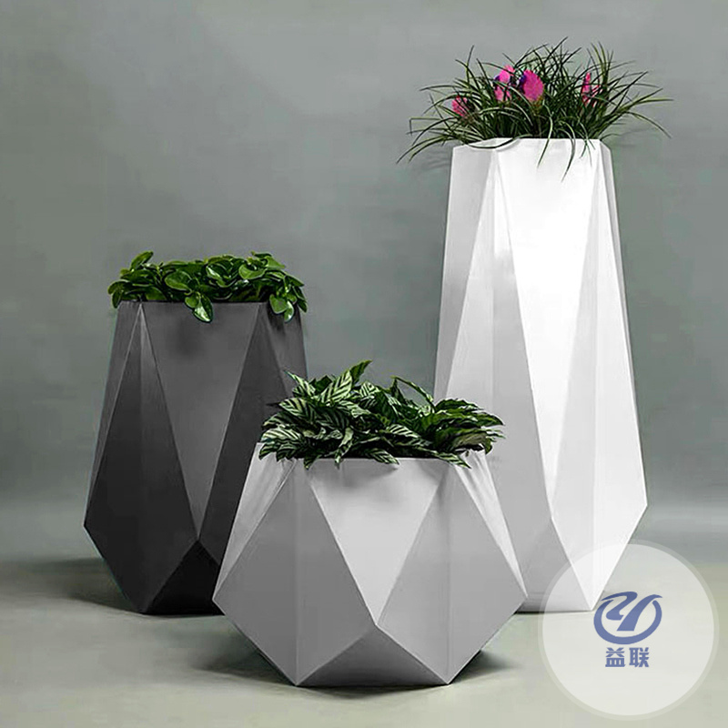 戶外公路高架橋長(zhǎng)方形花箱 河道景觀花槽.白色樹(shù)脂纖維玻璃鋼花盆