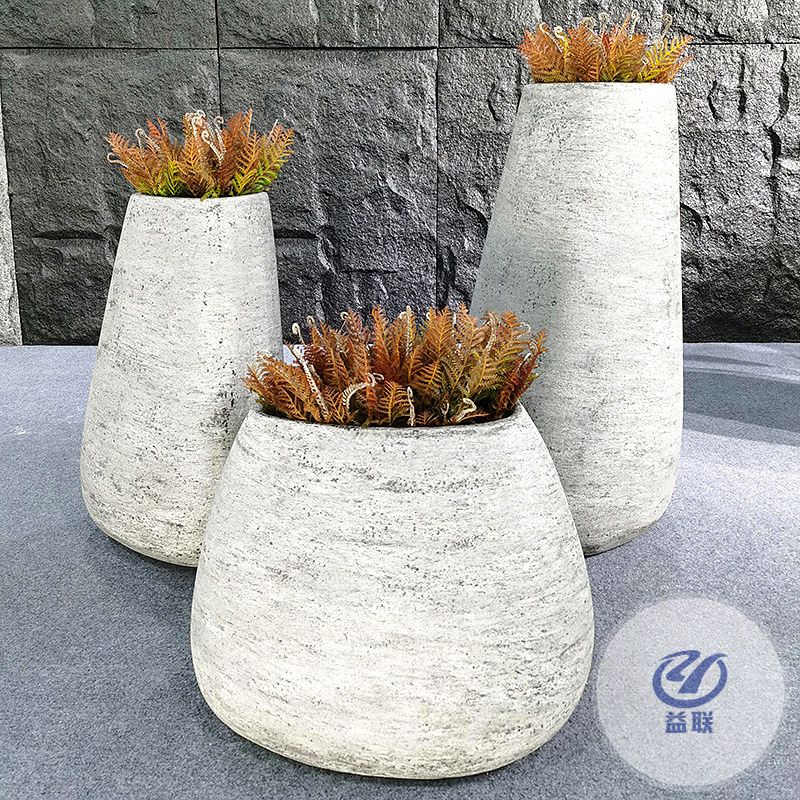 玻璃鋼花盆田園風(fēng)白色戶(hù)內(nèi)外花器種植箱圓形花槽花箱簡(jiǎn)約裝飾庭院