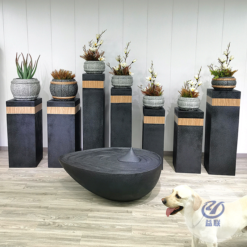 簡(jiǎn)約玻璃鋼花盆圓形組合商業(yè)街梯形白色大號(hào)種樹(shù)花缽異形花箱定做