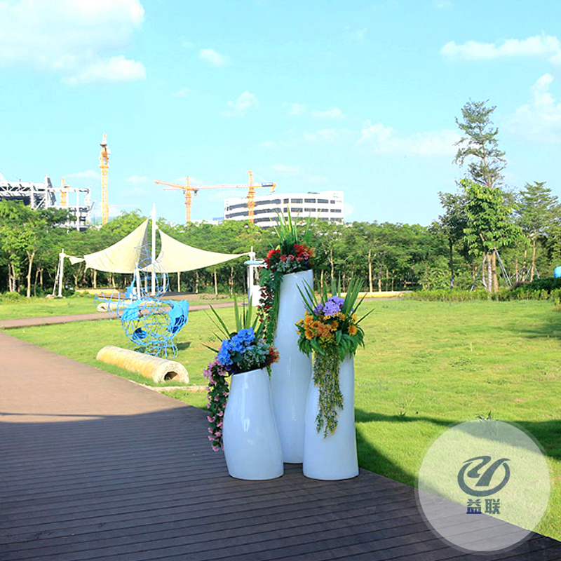 玻璃鋼定制戶外景觀園藝種植移動大花箱方形組合花盆酒店大堂花器