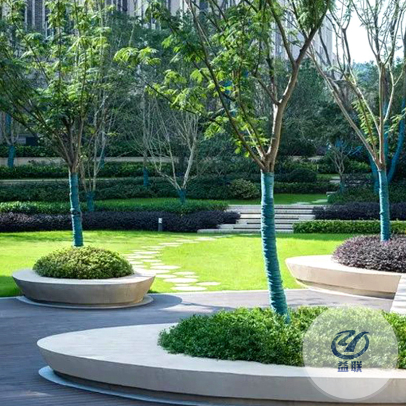 玻璃鋼樹池園林景觀種植池戶外園區(qū)大花池長條凳大型創(chuàng)意花壇長椅